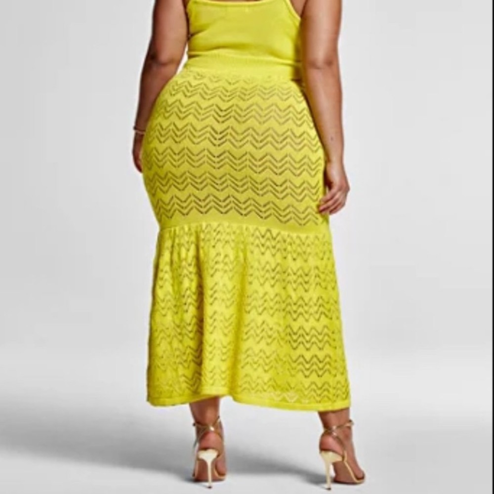 Fashion to Figure Yellow Crochet Midi Dress - Picture 3 of 11